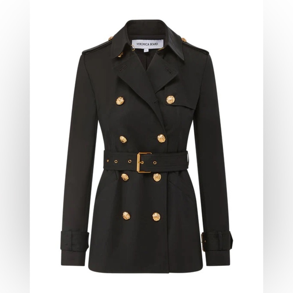 Veronica Beard  Angelique Dickey‎ Cropped Trench Black Gold 00 - Picture 4 of 12